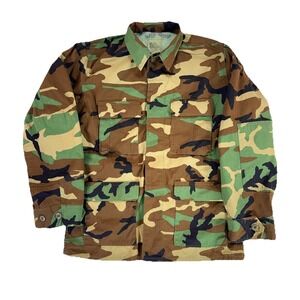 US Army Woodland BDU Jacket Medium Regular 1999 Combat Coat Vintage Military